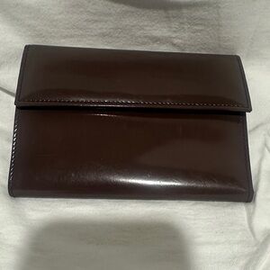 Furla Glossy Dark Brown Leather Clutch Wallet